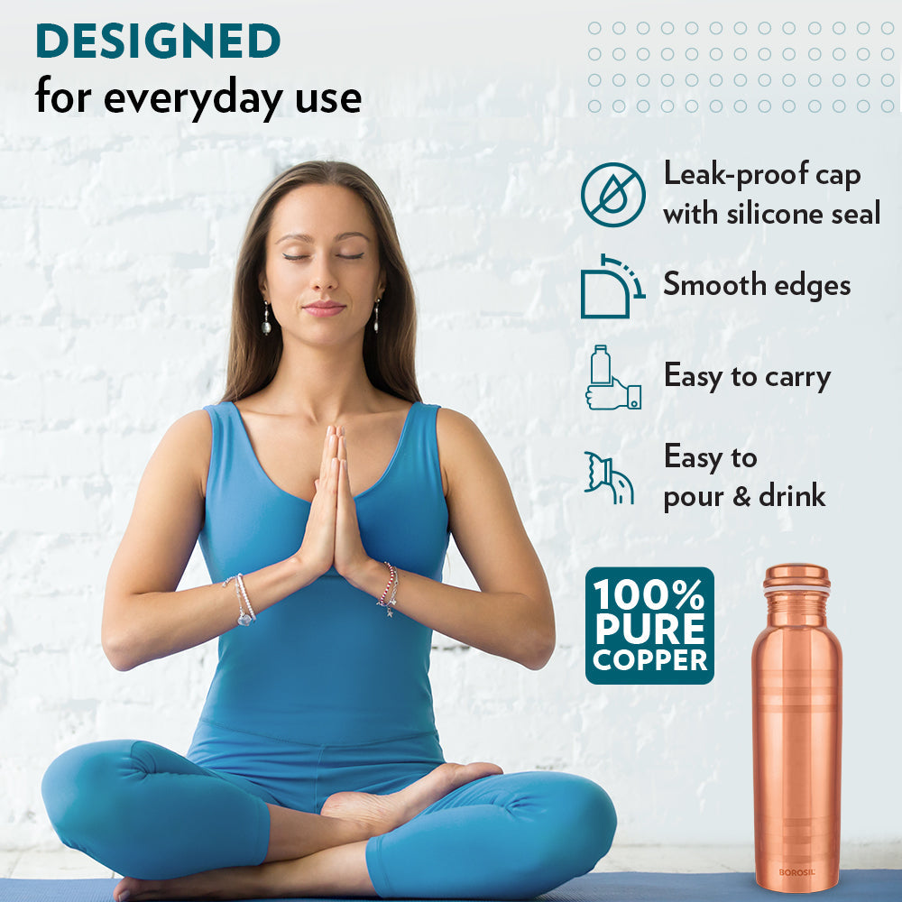 My Borosil Copper Water Bottles 1 L Borosil Chakra Copper Bottle