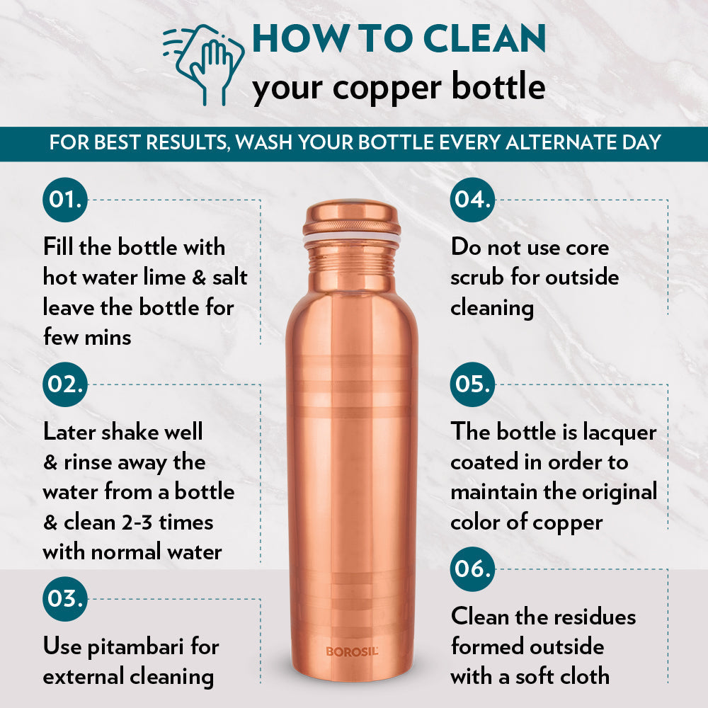 My Borosil Copper Water Bottles 1 L Borosil Chakra Copper Bottle