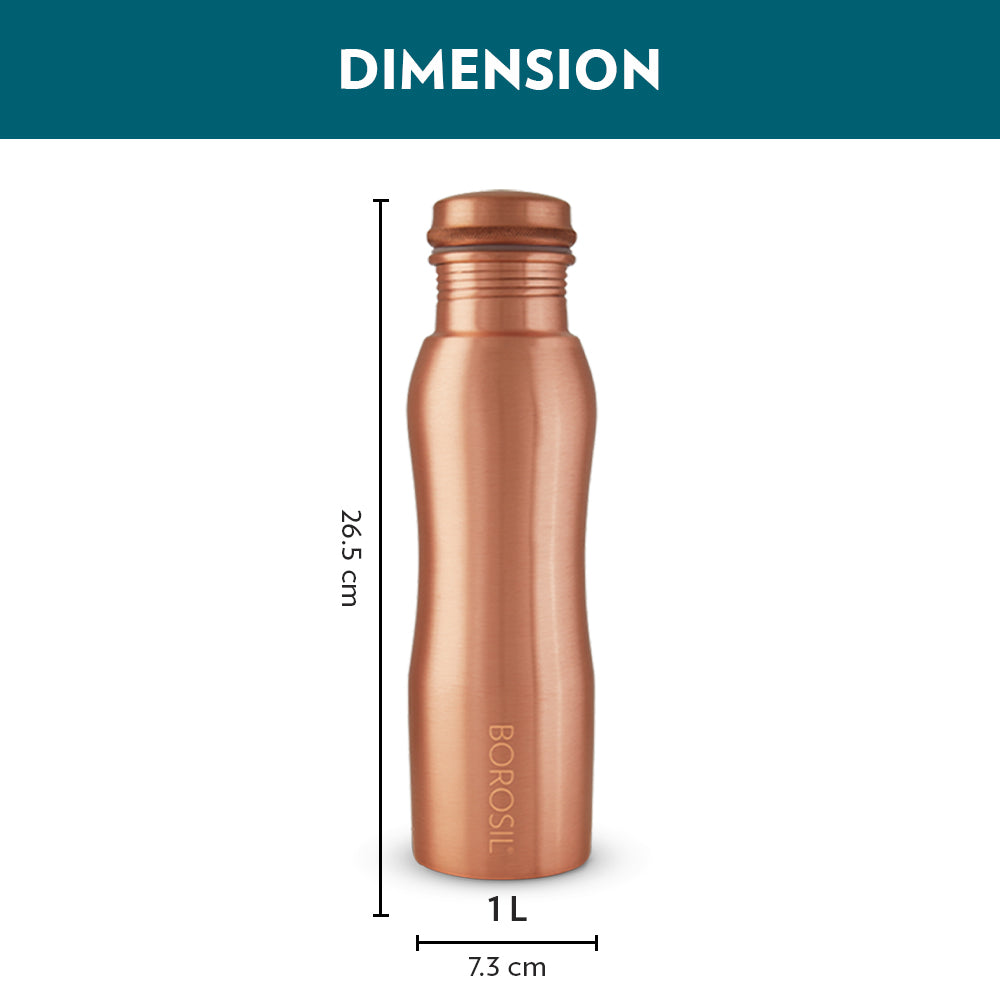 My Borosil Copper Water Bottles 1 L Borosil Curvy Copper Bottle