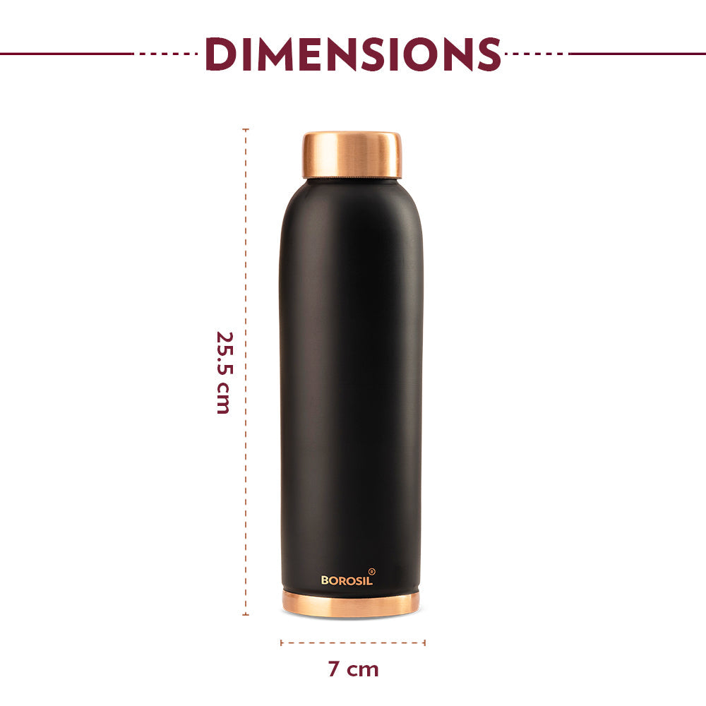 My Borosil Copper Water Bottles 1 L Copper Bottle - Black