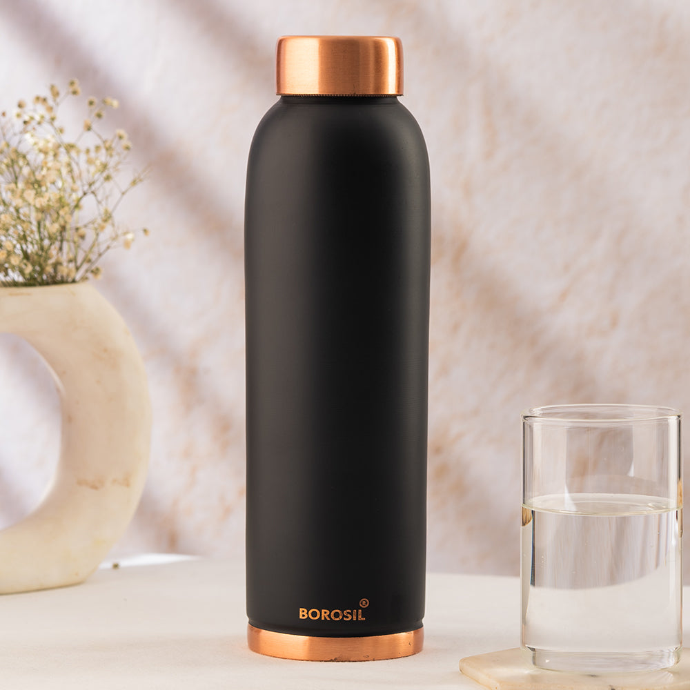 Borosil Eco Copper Bottle, Black, 1L
