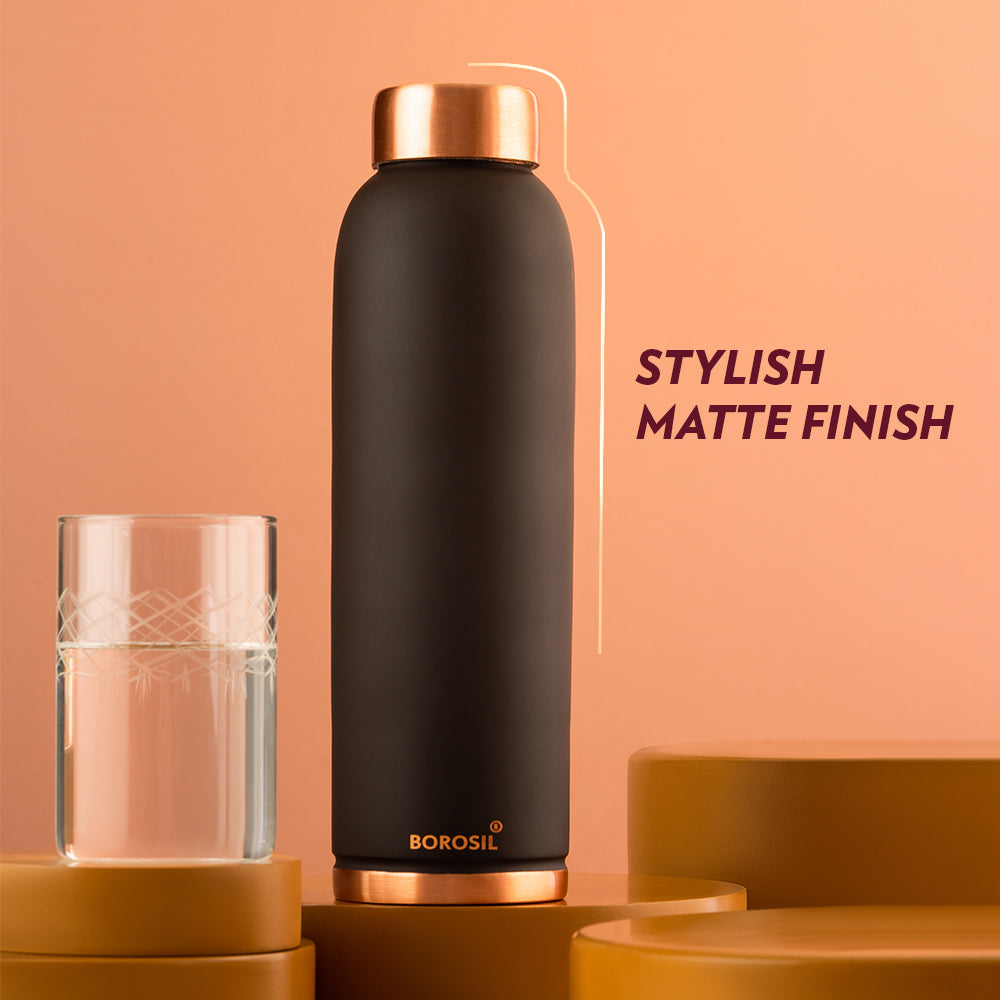 My Borosil Copper Water Bottles 1 L Eco Copper Bottle, Black