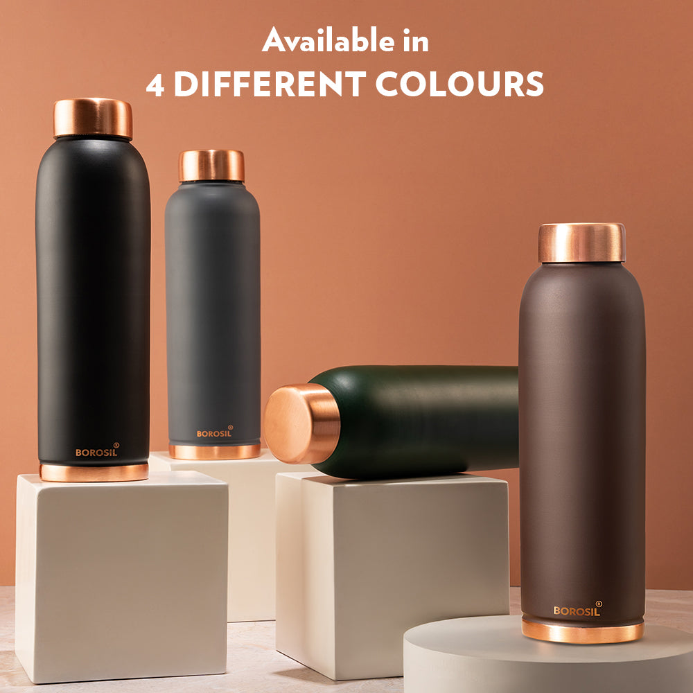 My Borosil Copper Water Bottles 1 L Eco Copper Bottle, Black