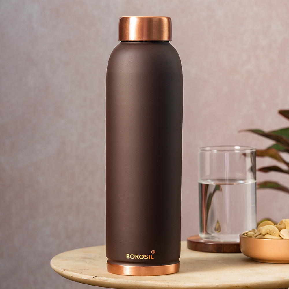 My Borosil Copper Water Bottles 1 L Eco Copper Bottle, Brown