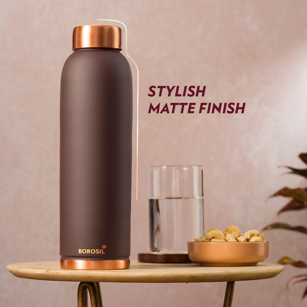 My Borosil Copper Water Bottles 1 L Eco Copper Bottle, Brown