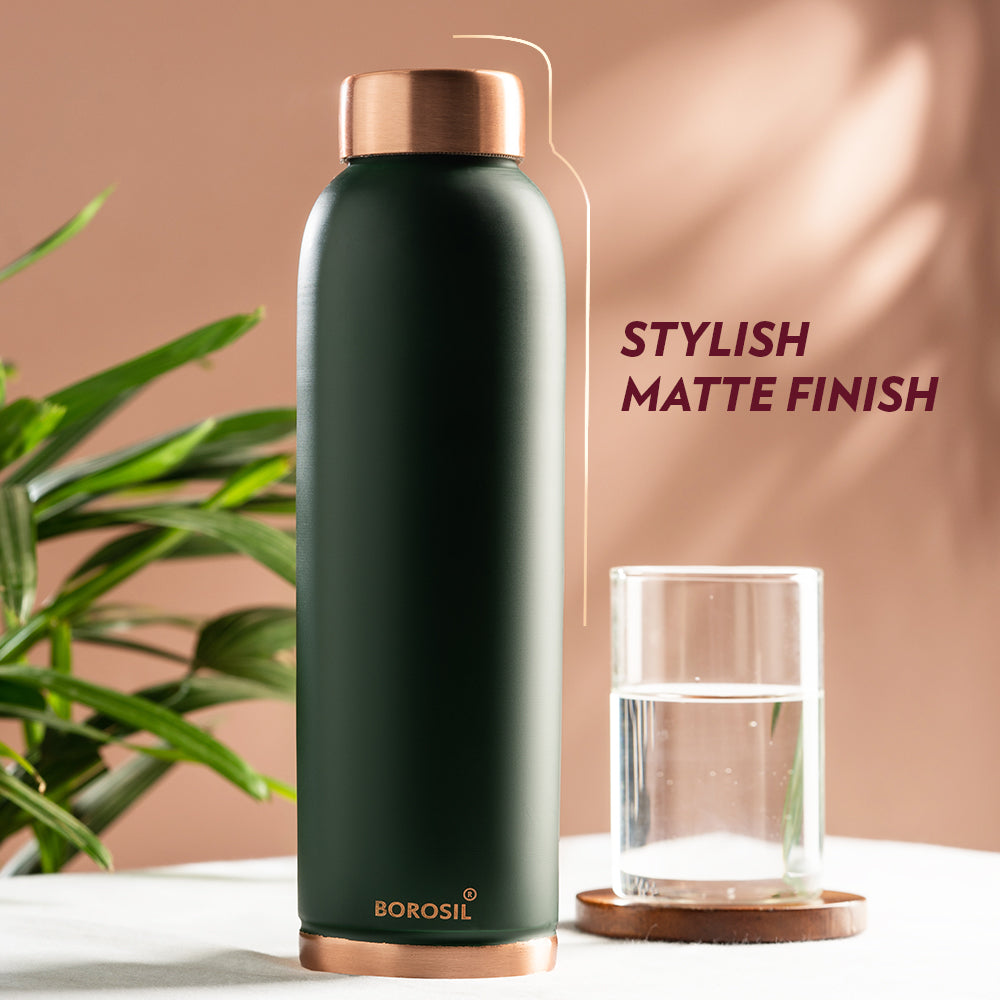 My Borosil Copper Water Bottles 1 L Eco Copper Bottle, Green