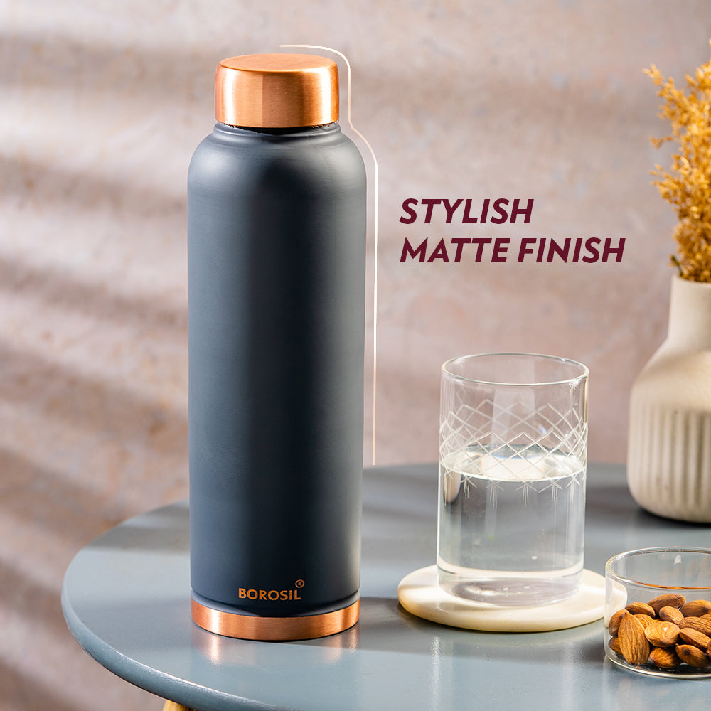 My Borosil Copper Water Bottles 1 L Eco Copper Bottle, Grey