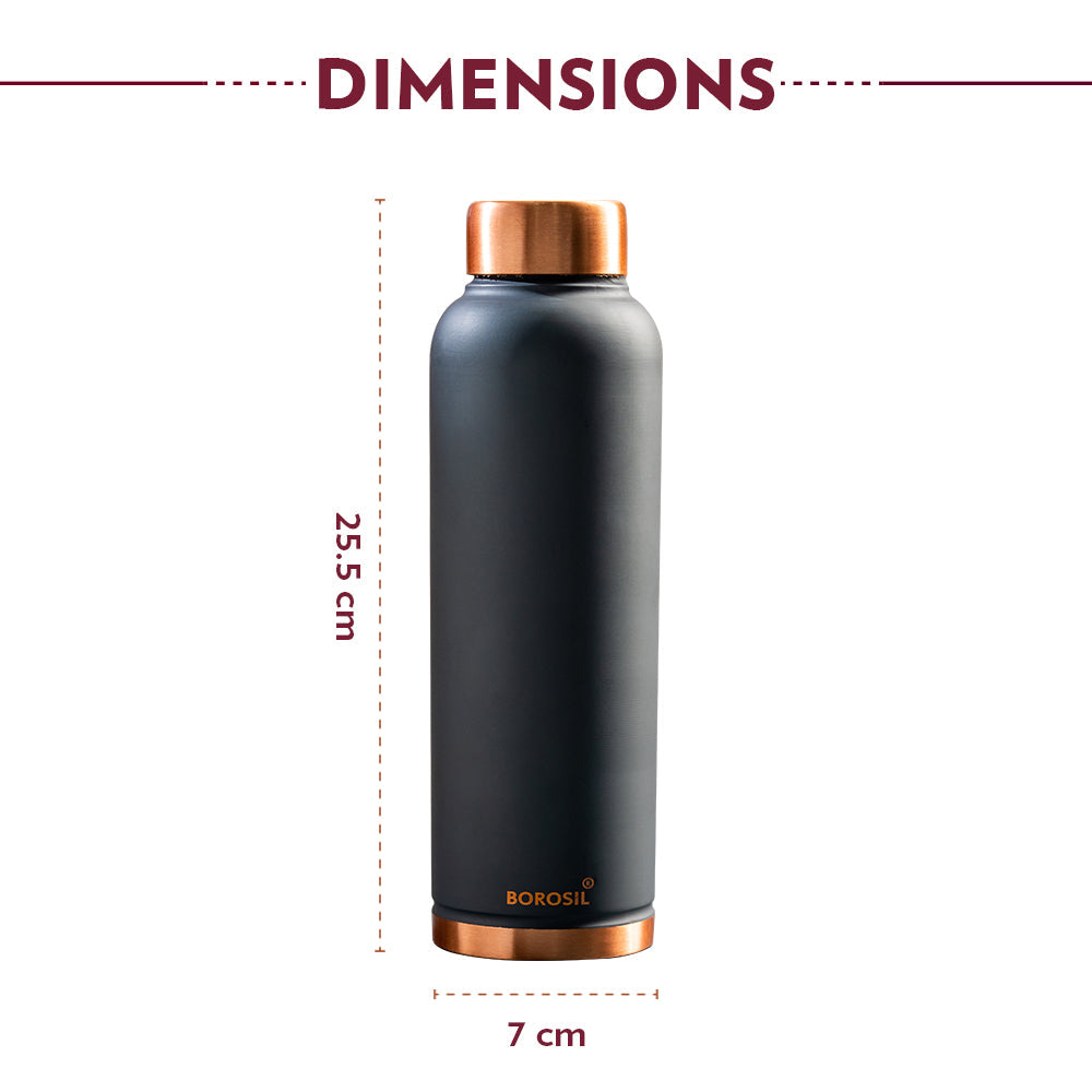 My Borosil Copper Water Bottles 1 L Eco Copper Bottle, Grey