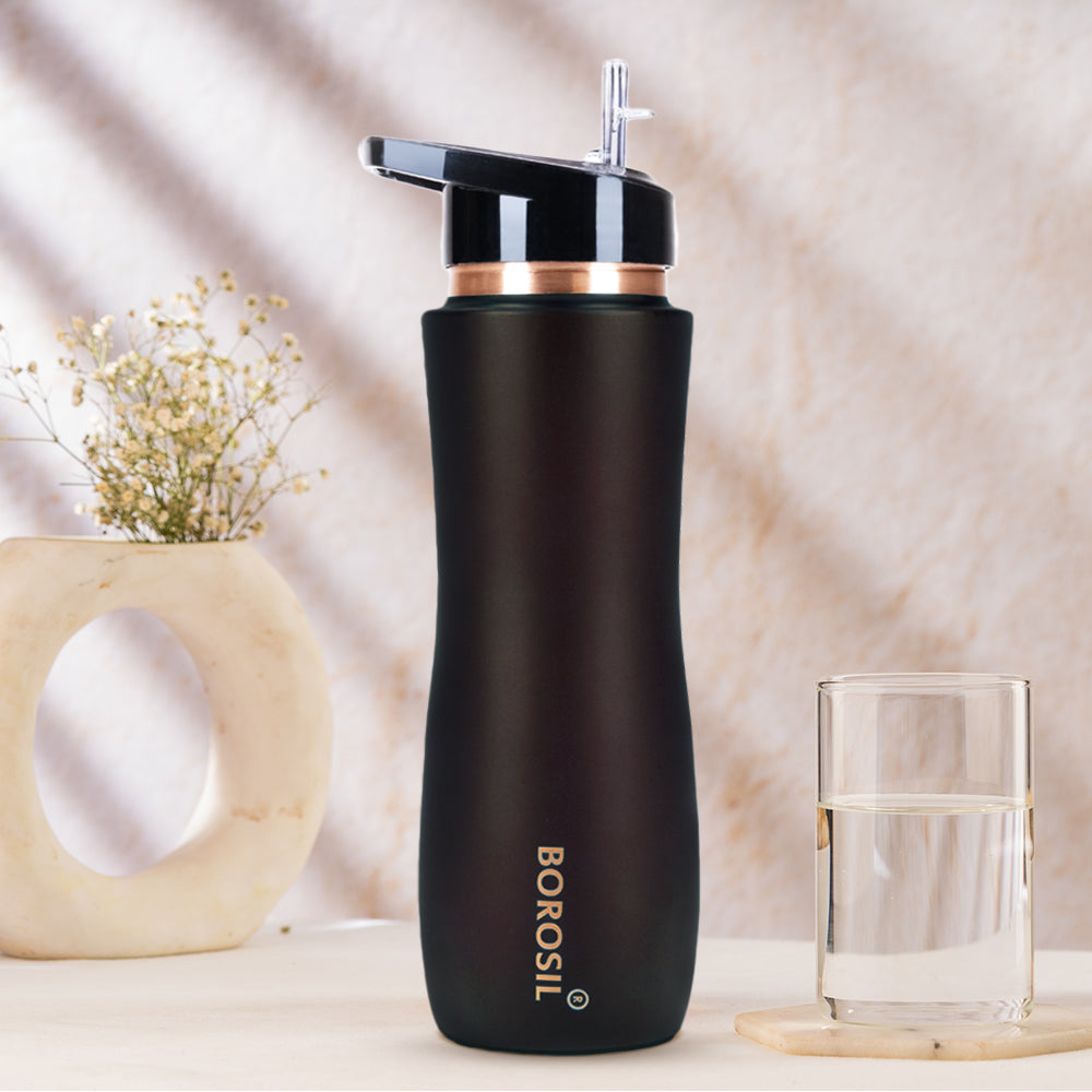 Borosil Sipper Copper Bottle, Brown, 750ml