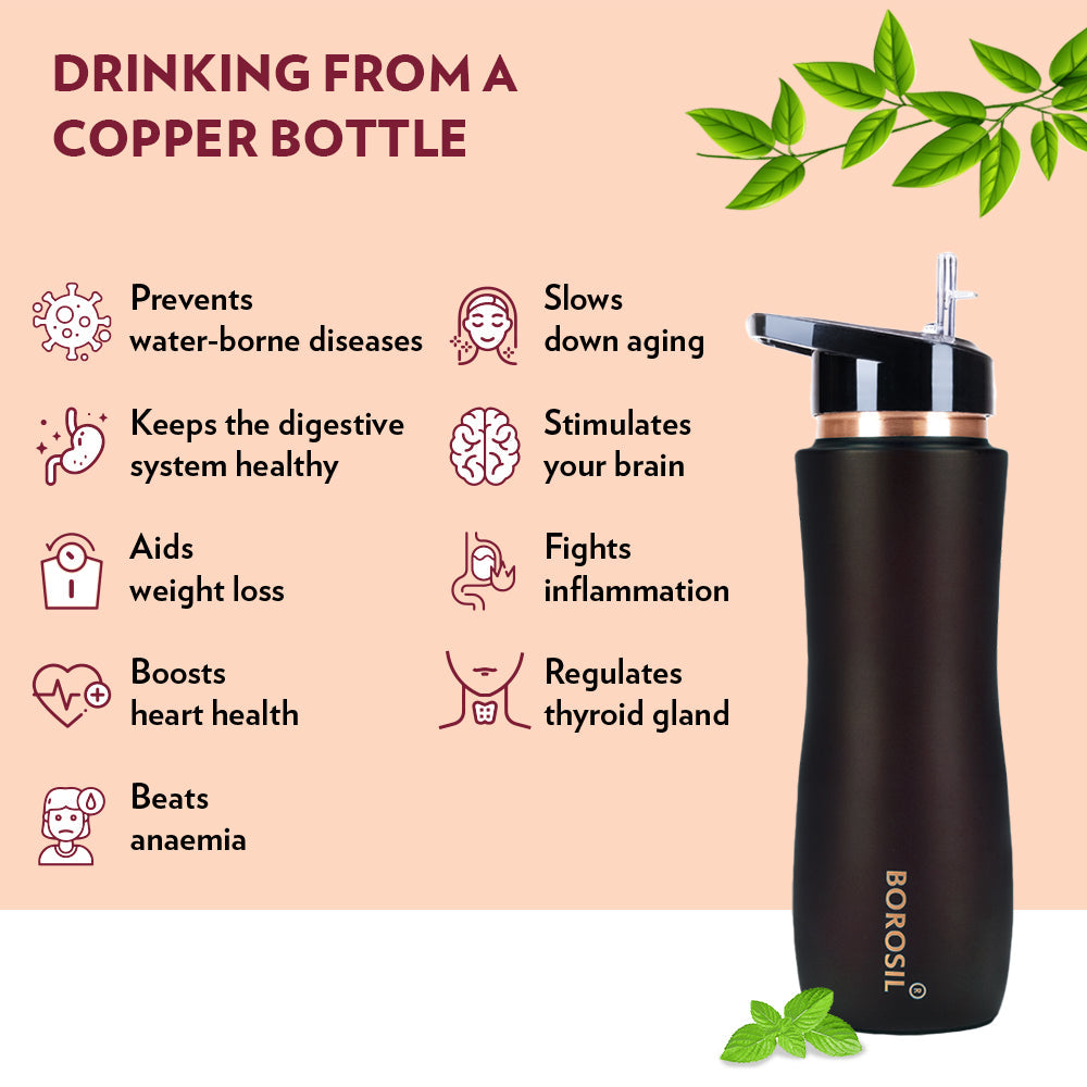 My Borosil Copper Water Bottles 750 ml Borosil Sipper Copper Bottle, Brown, 750 ml