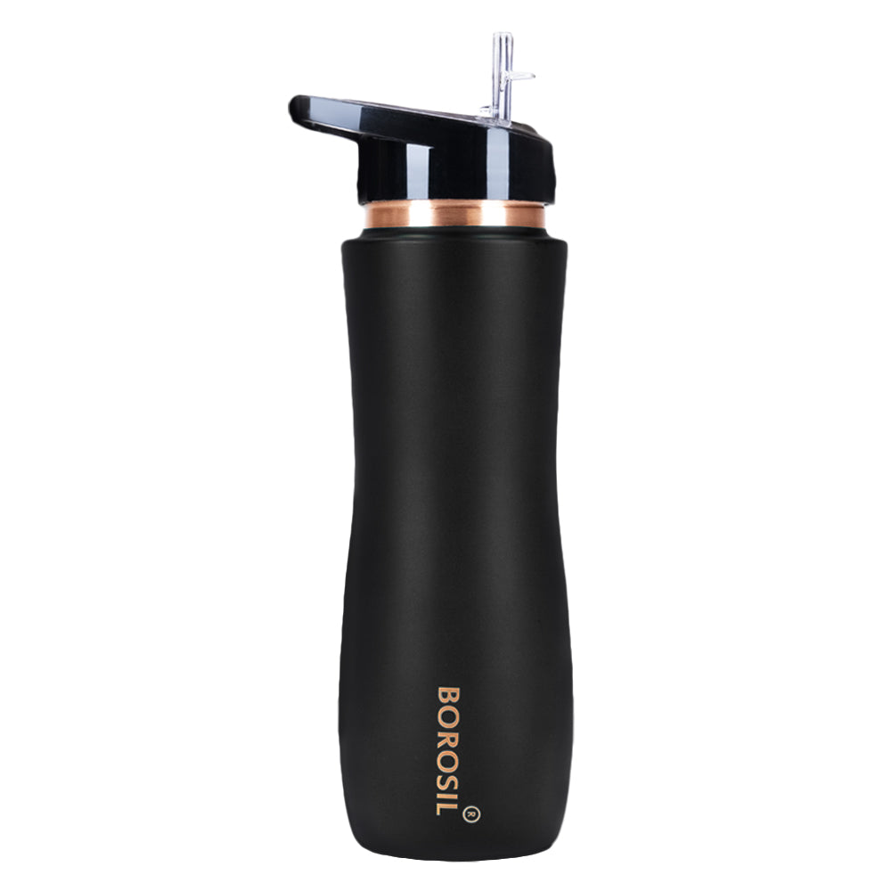 My Borosil Copper Water Bottles 750 ml Sipper Copper Bottle, Black, 750 ml