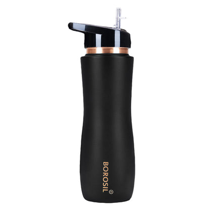 My Borosil Copper Water Bottles 750 ml Sipper Copper Bottle, Black, 750 ml
