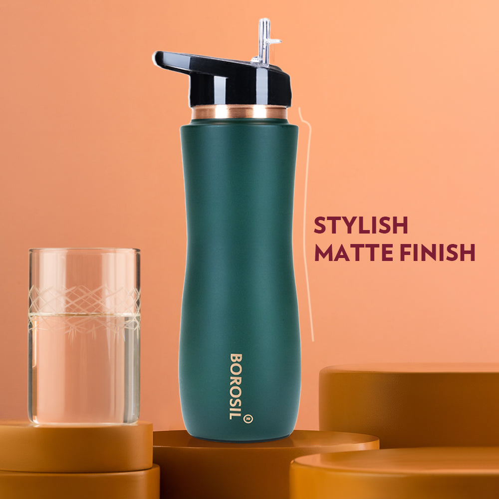 My Borosil Copper Water Bottles 750 ml Sipper Copper Bottle, Green, 750 ml