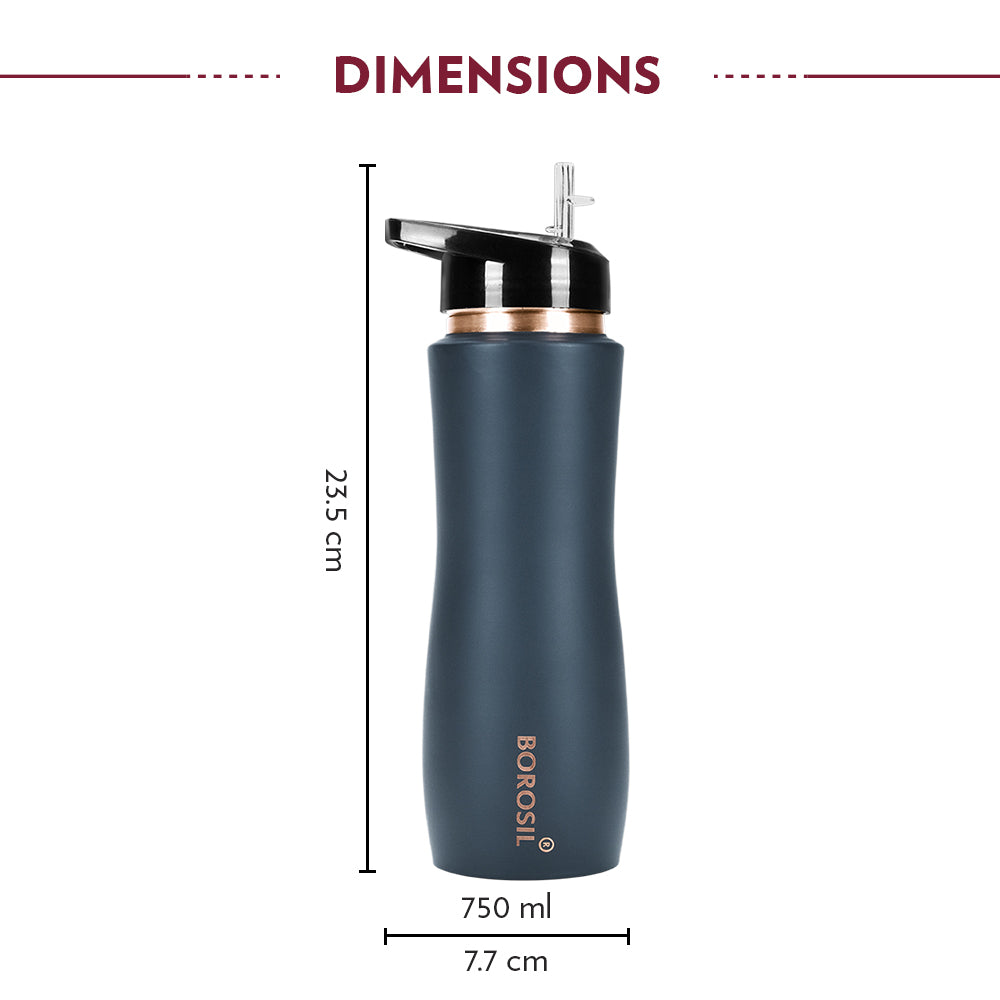 My Borosil Copper Water Bottles 750 ml Sipper Copper Bottle, Grey