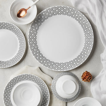 Larah by Borosil Cone Black Grey Dinner Set