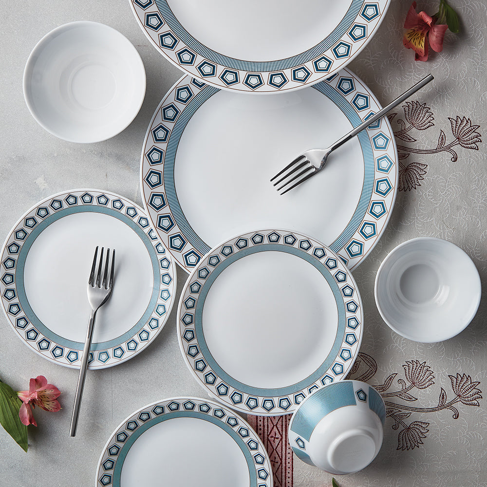 Larah by Borosil Crystal Dinner Set, 27 pc