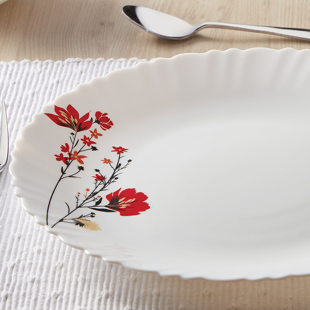 Larah by Borosil Chrys Red Dinner Set, 13 pc