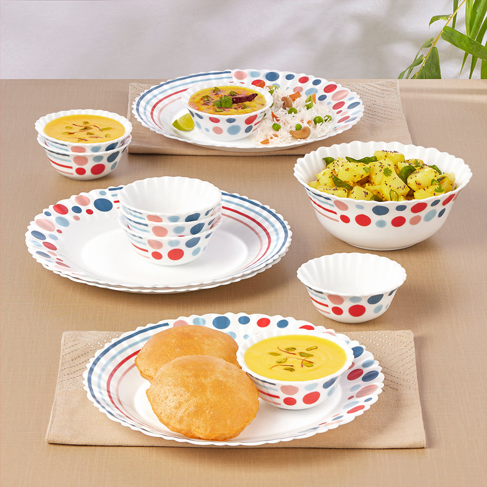 My Borosil Dinner Sets 13 pc Set: Serves 4 Larah by Borosil, Pastel Dinner Set