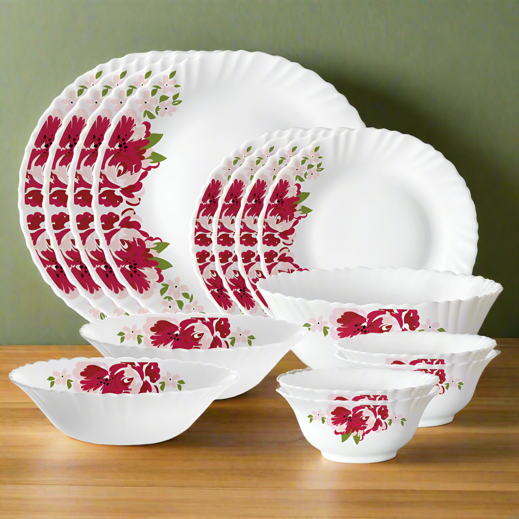 Larah Rose Red Dinner Set, 15 pc