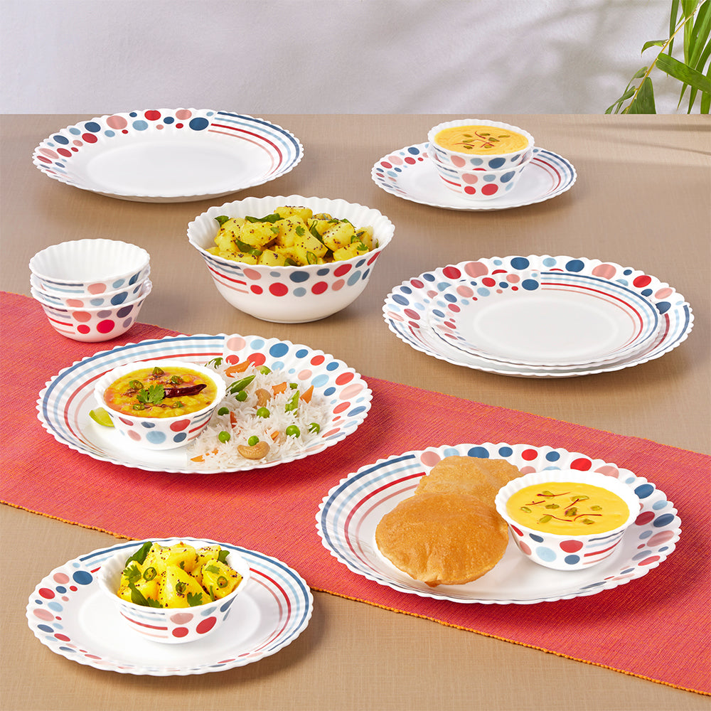 My Borosil Dinner Sets 17 pc Set: Serves 4 Larah by Borosil, Pastel Dinner Set