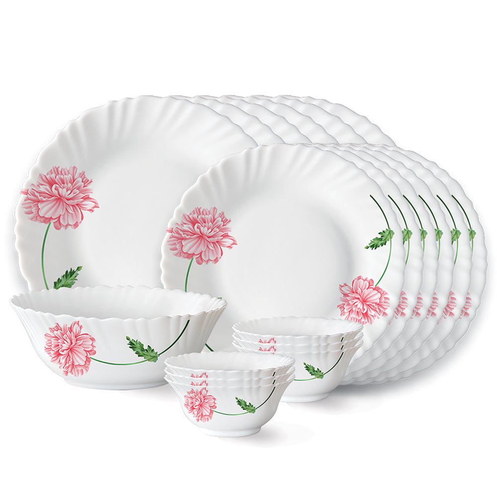 My Borosil Dinner Sets 19 pc Set: Serves 6 Larah by Borosil Red Mist Dinner Set