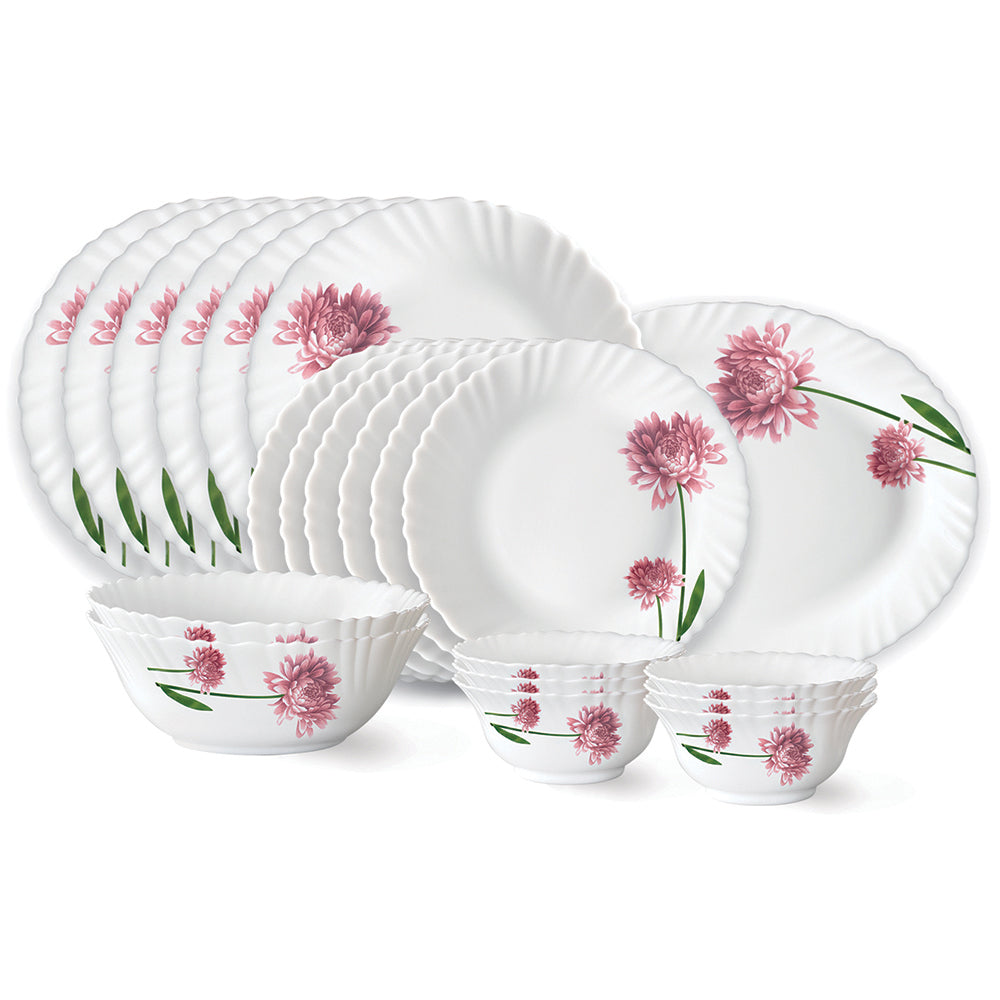 My Borosil Dinner Sets 21 pc Set: Serves 6 (Option 1) Larah by Borosil Nargis Dinner Set