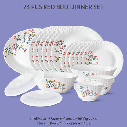 Larah Red Bud Dinner Set, 23 pc