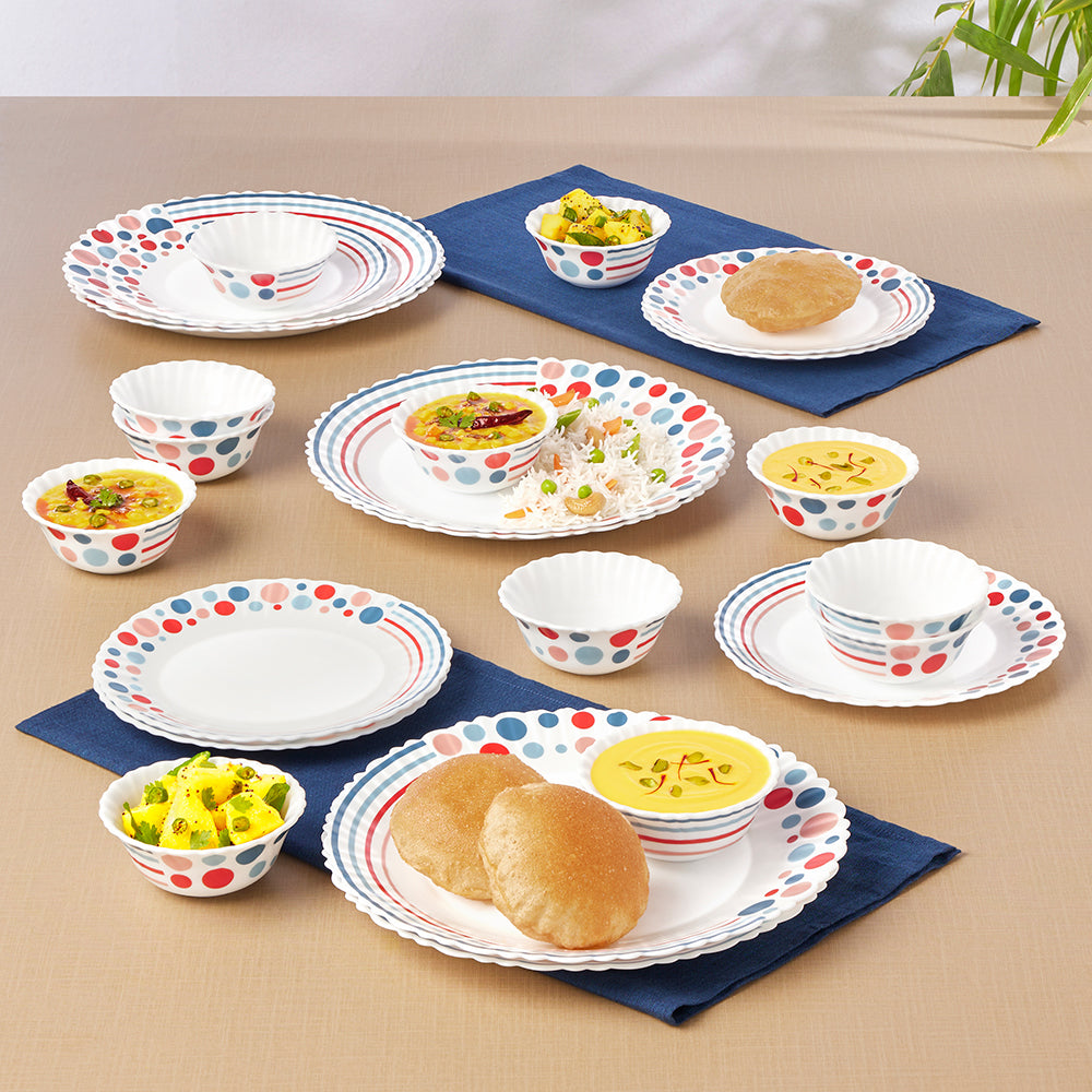 My Borosil Dinner Sets 24 pc Set: Serves 6 Larah by Borosil, Pastel Dinner Set