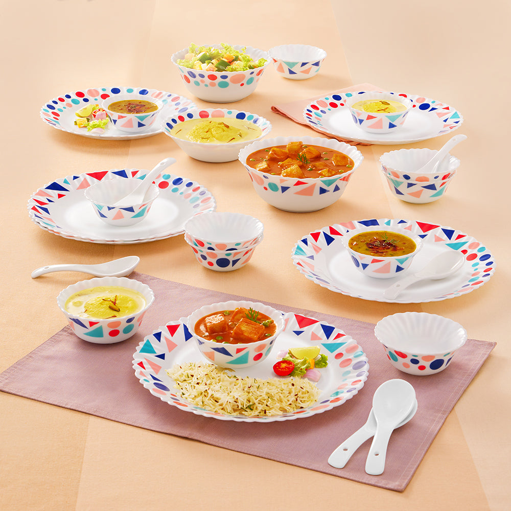 My Borosil Dinner Sets 27 pc Set: Serves 6 Larah by Borosil, Speckle Dinner Set