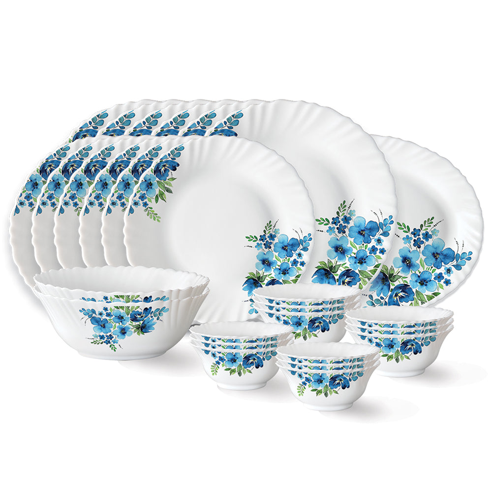 My Borosil Dinner Sets 27 pc Set: Serves 6 (Option 1) Larah by Borosil Pansy Dinner Set