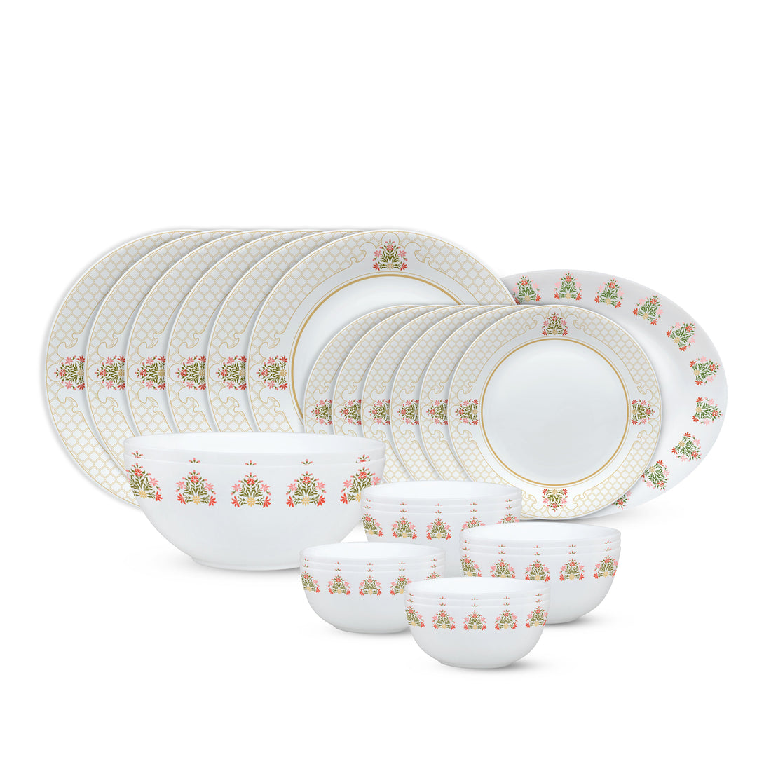 My Borosil Dinner Sets 27 pc Set: Serves 6 (Option 2) Larah by Borosil, Shalimar Dinner Set