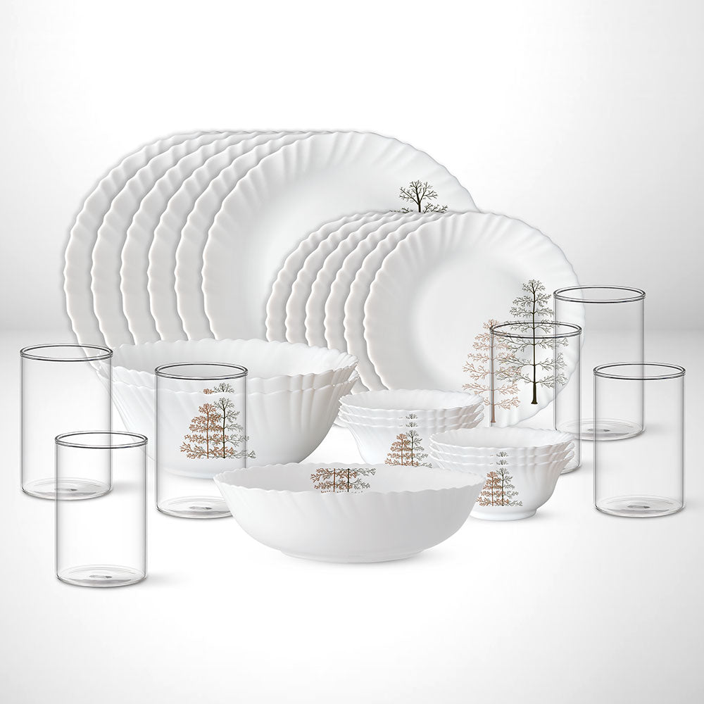 Larah Pine Dinner Set, 35 pc
