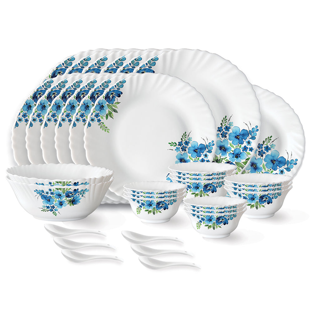 My Borosil Dinner Sets 33 pc Set: Serves 6 Larah by Borosil Pansy Dinner Set