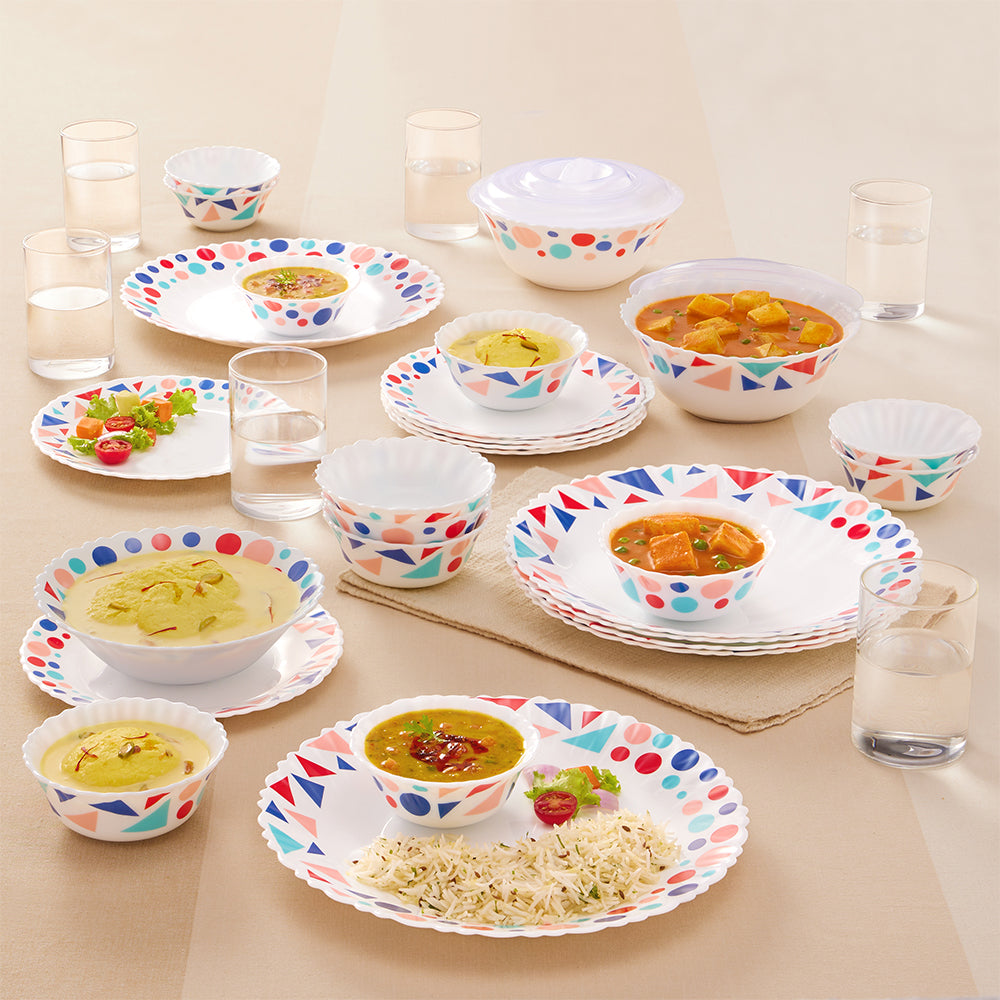 My Borosil Dinner Sets 35 pc Set: Serves 6 Larah by Borosil, Speckle Dinner Set