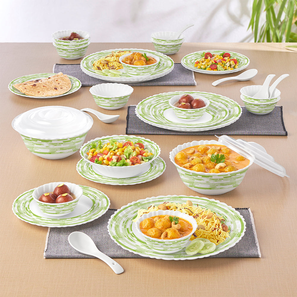 My Borosil Dinner Sets 35 pc Set: Serves 6 (Option 2) Larah by Borosil, Aura Dinner Set