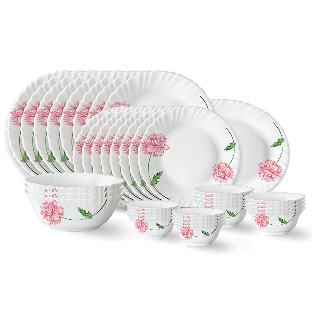 Larah by Borosil Red Mist Dinner Set, 39 pc