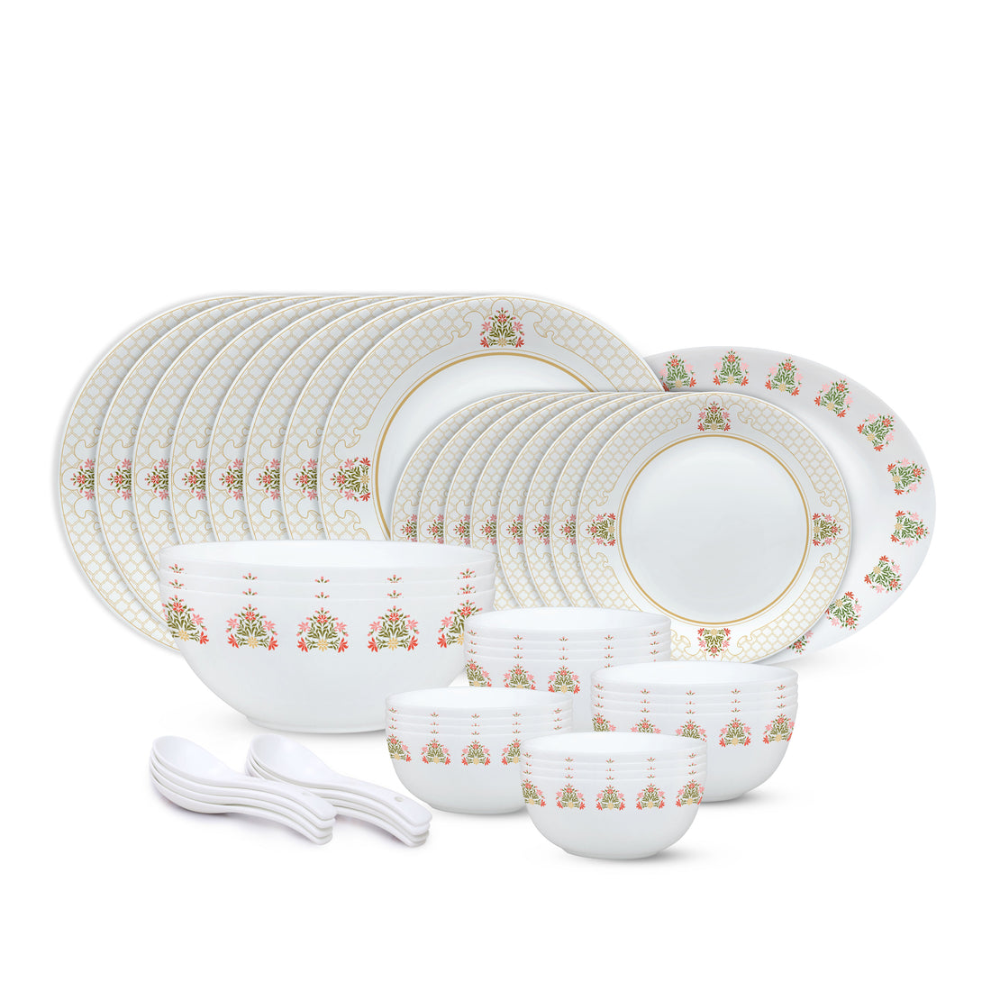 My Borosil Dinner Sets 44 pc Set: Serves 8 (Option 2) Larah by Borosil, Shalimar Dinner Set