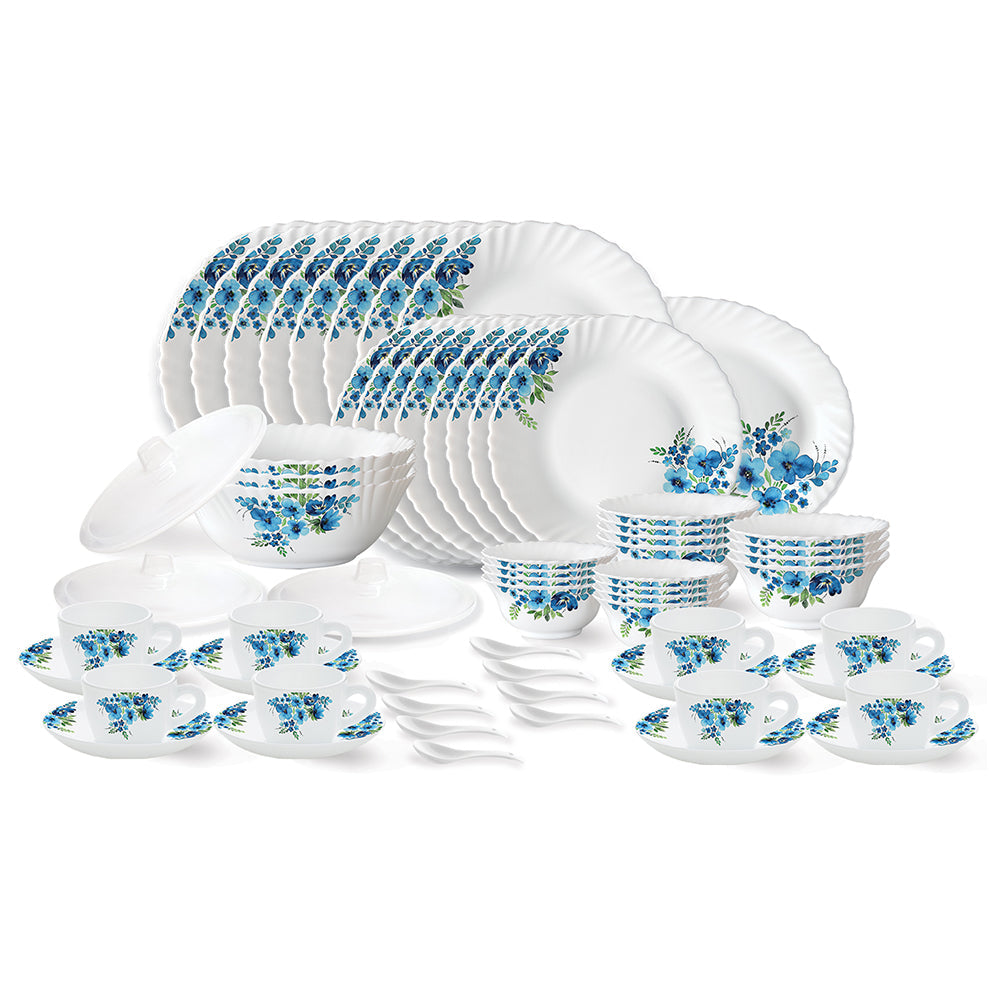 My Borosil Dinner Sets 63 pc Set: Serves 8 Larah by Borosil Pansy Dinner Set