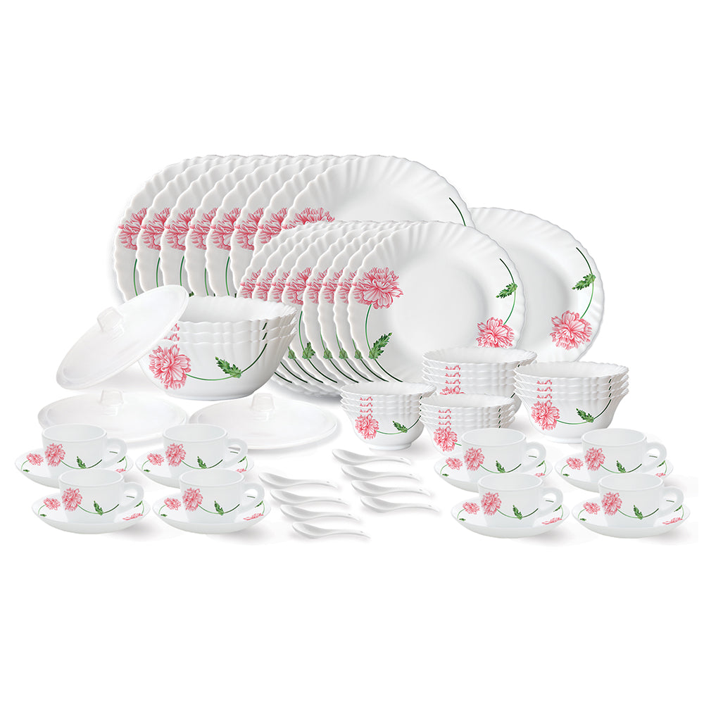 My Borosil Dinner Sets 63 pc Set: Serves 8 Larah by Borosil Red Mist Dinner Set