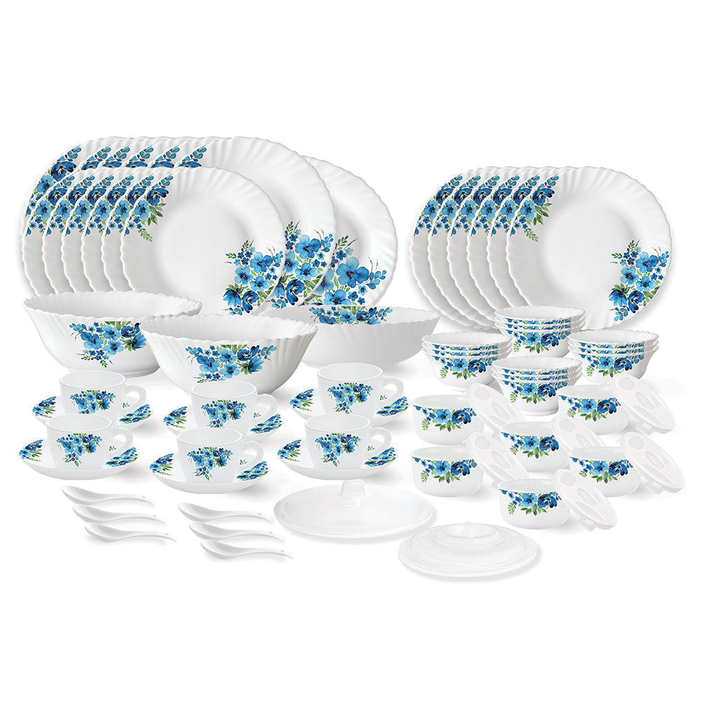 My Borosil Dinner Sets 66 pc Set: Serves 6 Larah by Borosil Pansy Dinner Set