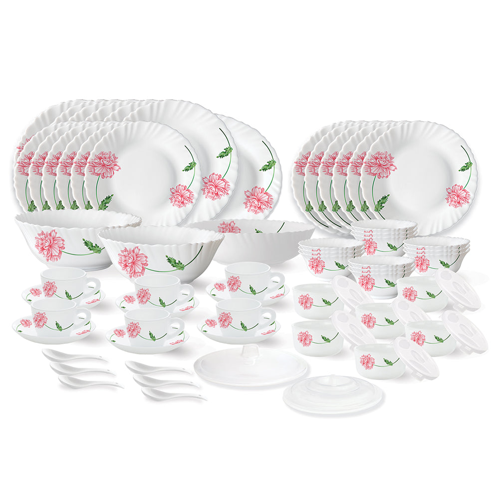 My Borosil Dinner Sets 66 pc Set: Serves 6 Larah by Borosil Red Mist Dinner Set