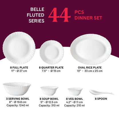 Larah by Borosil Belle Dinner Set, 10 pc