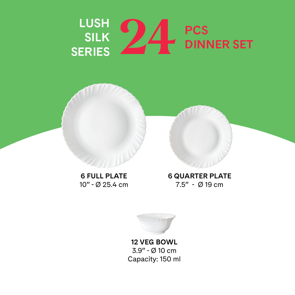 My Borosil Dinner Sets Larah by Borosil, Lush Dinner Set