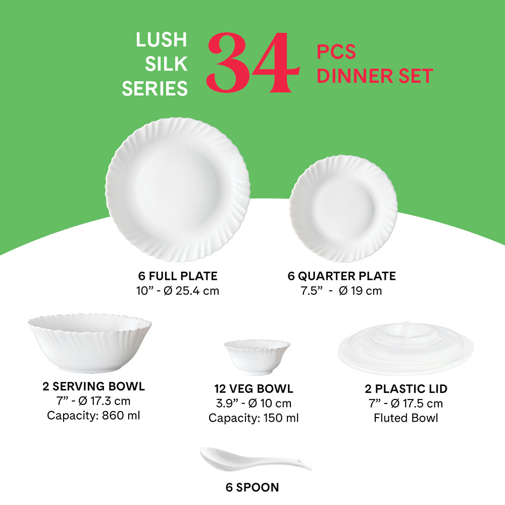 My Borosil Dinner Sets Larah by Borosil, Lush Dinner Set