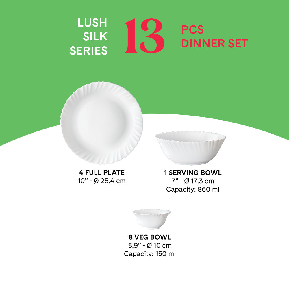 My Borosil Dinner Sets Larah by Borosil, Lush Dinner Set