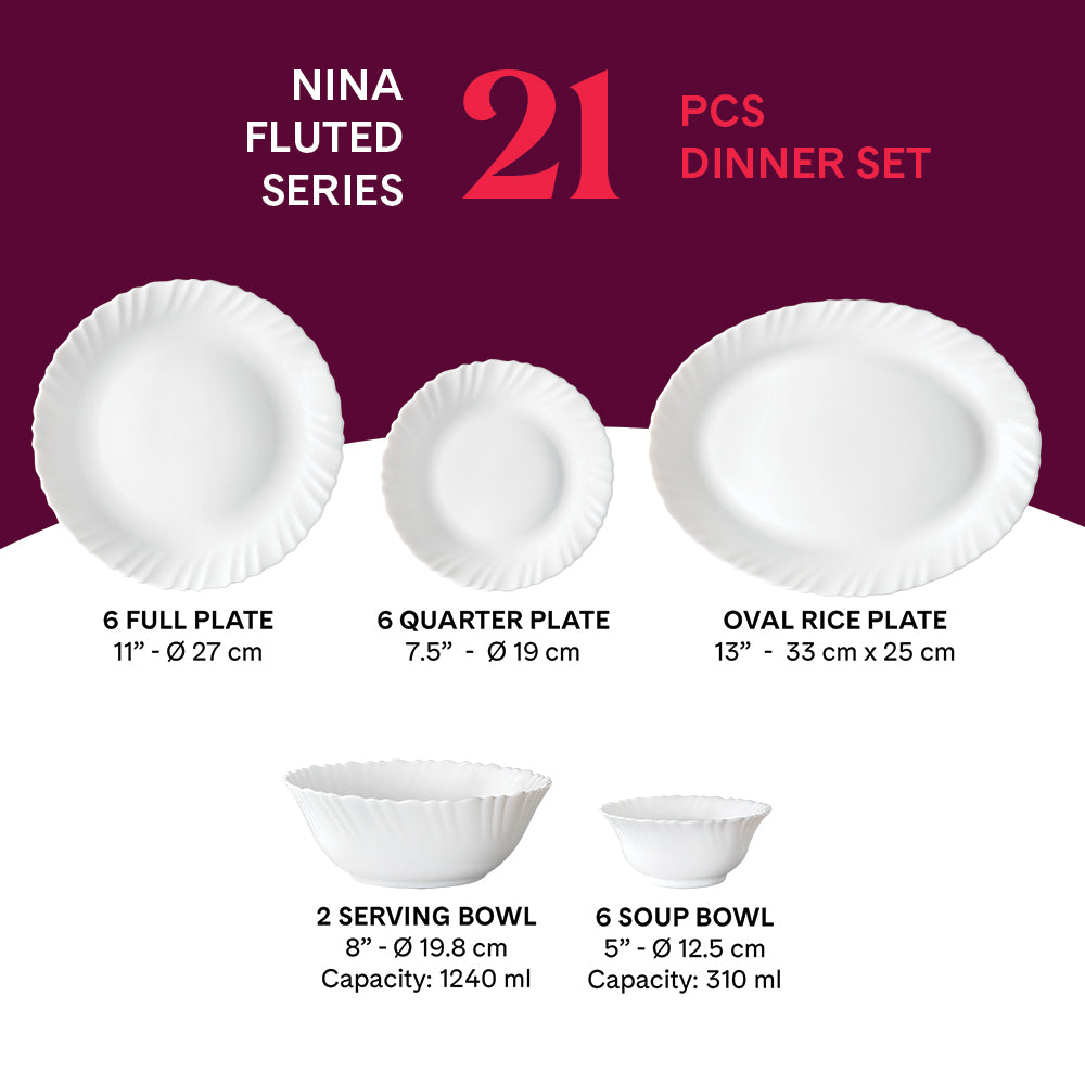 Larah by Borosil Nina Dinner Set, 6 pc