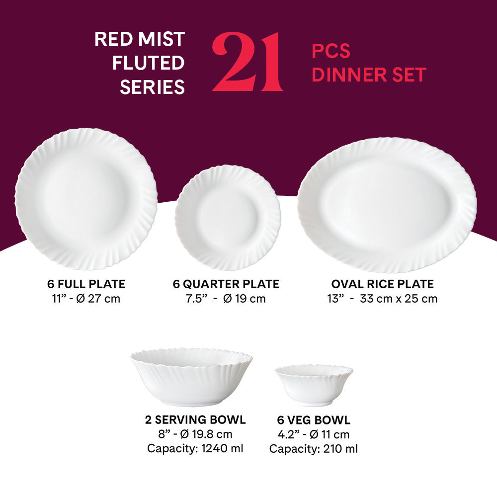 Larah by Borosil Red Mist Dinner Set, 39 pc