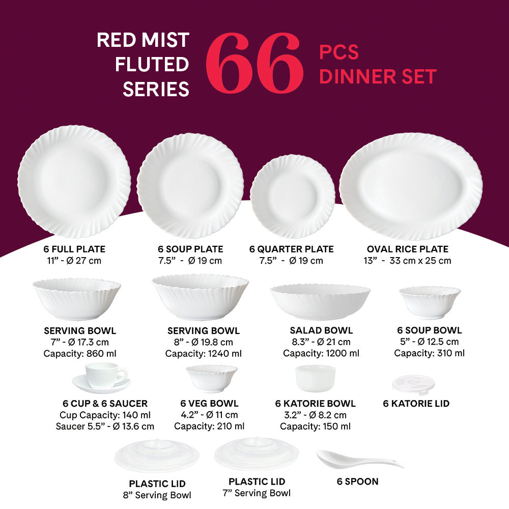 Larah by Borosil Red Mist Dinner Set, 39 pc