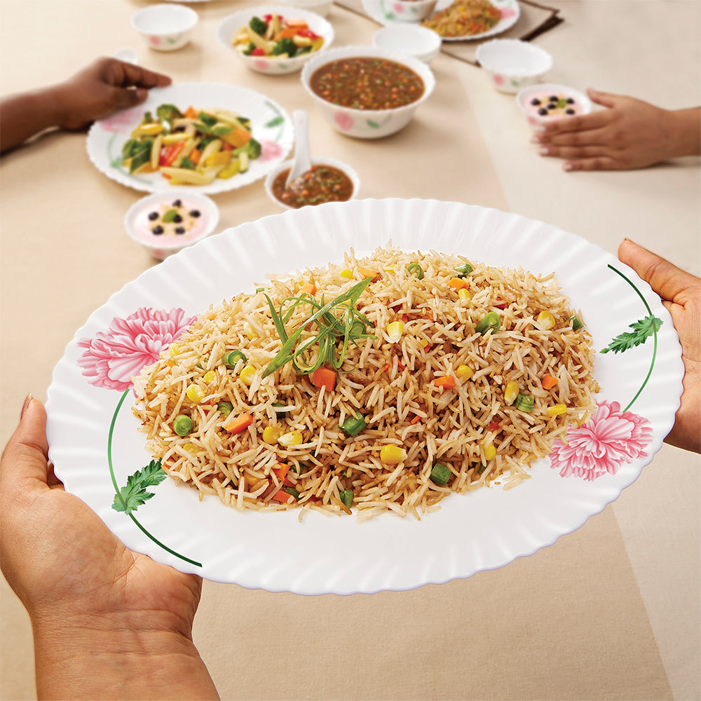 Larah by Borosil Red Mist Dinner Set, 39 pc