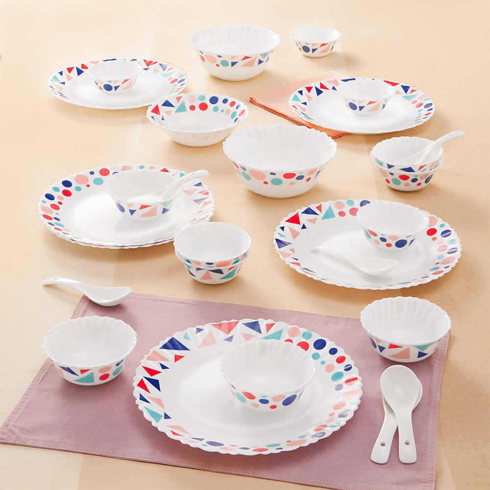 Larah by Borosil, Speckle Dinner Set, 35 pc